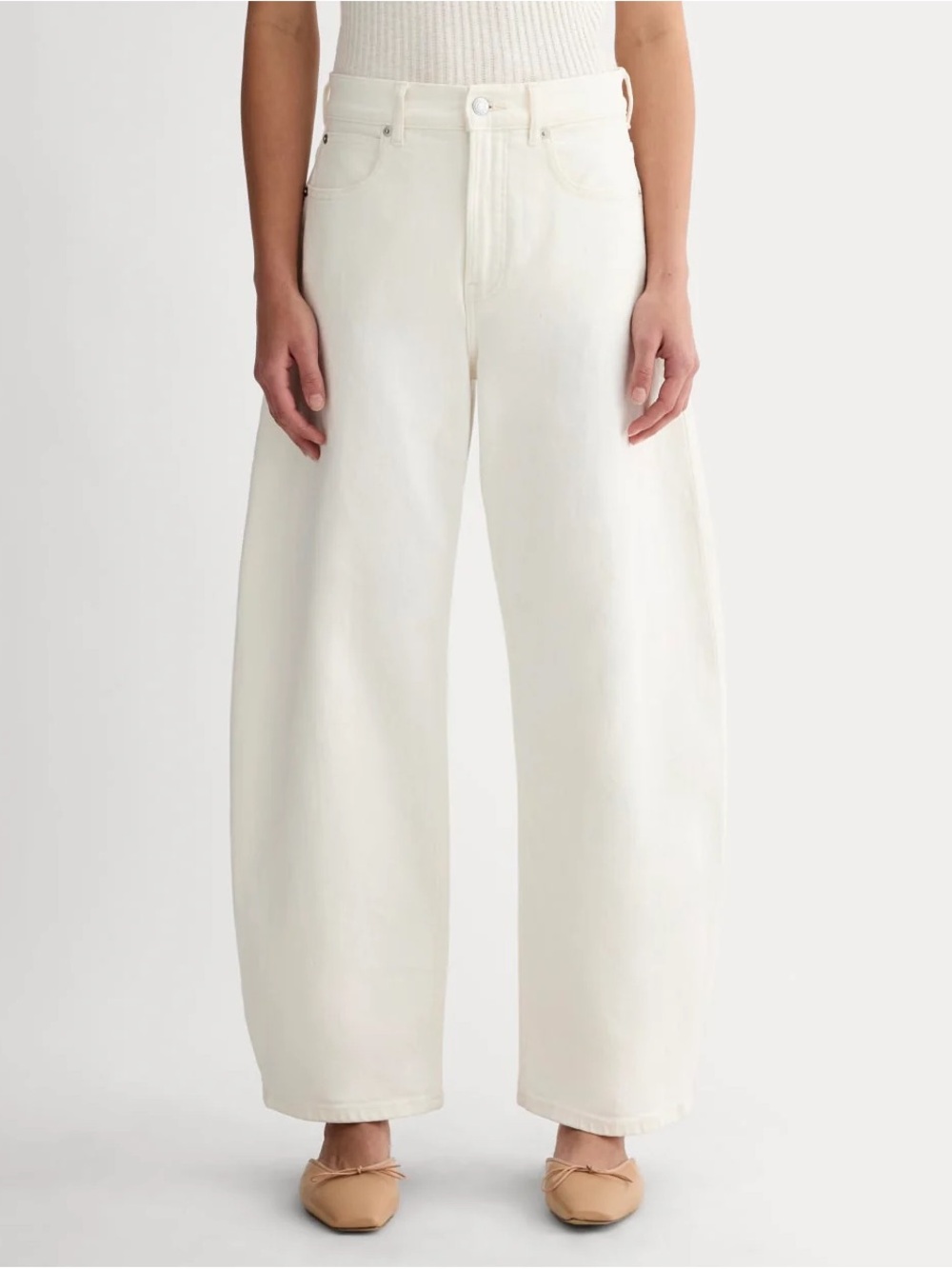 Everlane The Way High Curve Barrel Jean in Cream sz 32